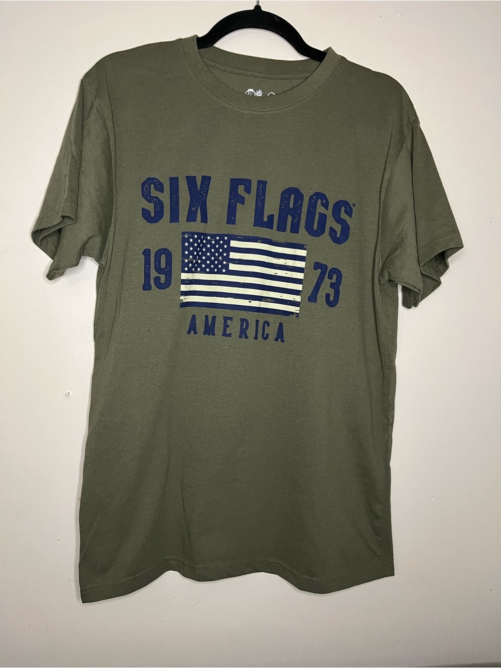 Six Flags Olive Green Graphic T‑Shirt